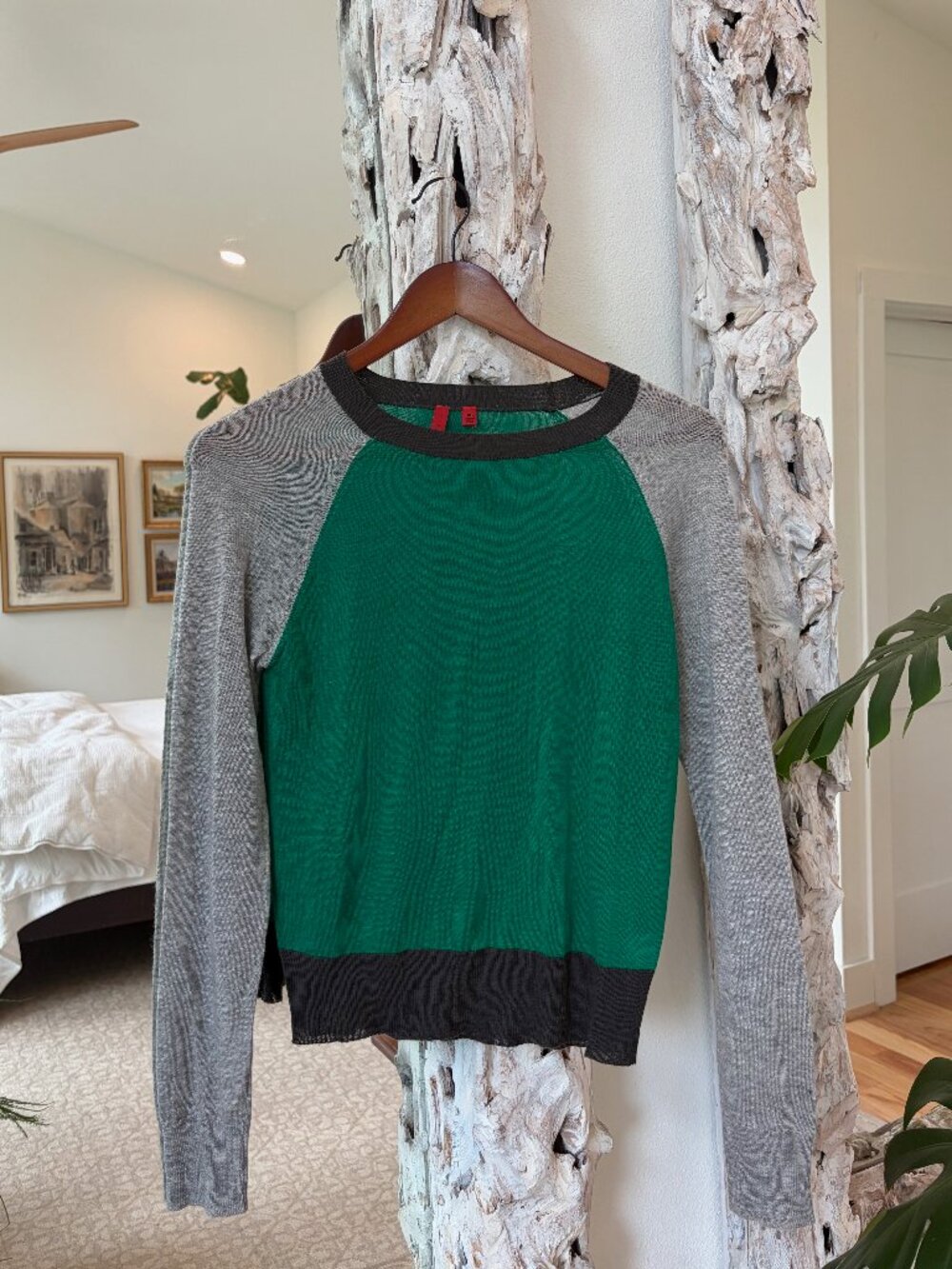 5/48 Green & Gray Raglan Knit Sweater | Size XS
